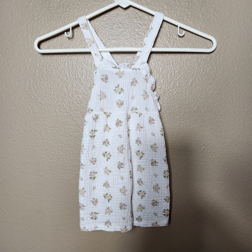 Rabbit + Bear Organic Gauze Cotton Baby Girls Floral Summer Dress-Size 12 Months